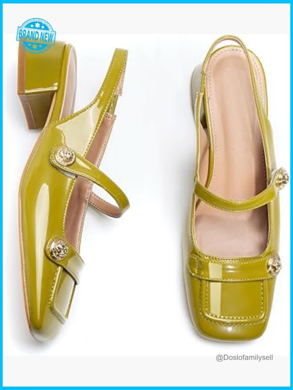 Square Toe Slingback Mary Jane Heels Chunky Block Pump Sandals Casual Wedding